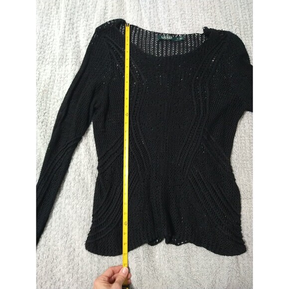 Lauren Ralph Lauren Netted Long Sleeve Sweater Xl Black - Picture 6 of 9